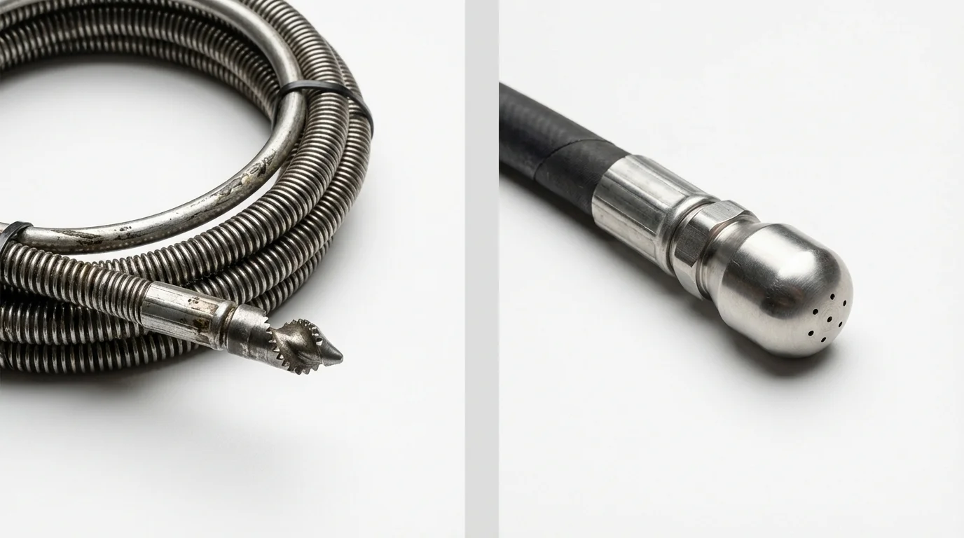 Drain snake cable and hydro jetting nozzle used for drain cleaning in Cavalier, ND