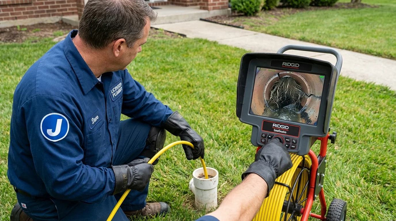 Sewer camera inspection being performed by Johns Plumbing LLC in Cavalier