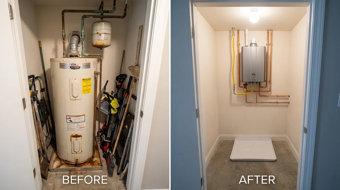 Tank water heater versus wall-mounted tankless unit comparison for Cavalier, ND homeowners