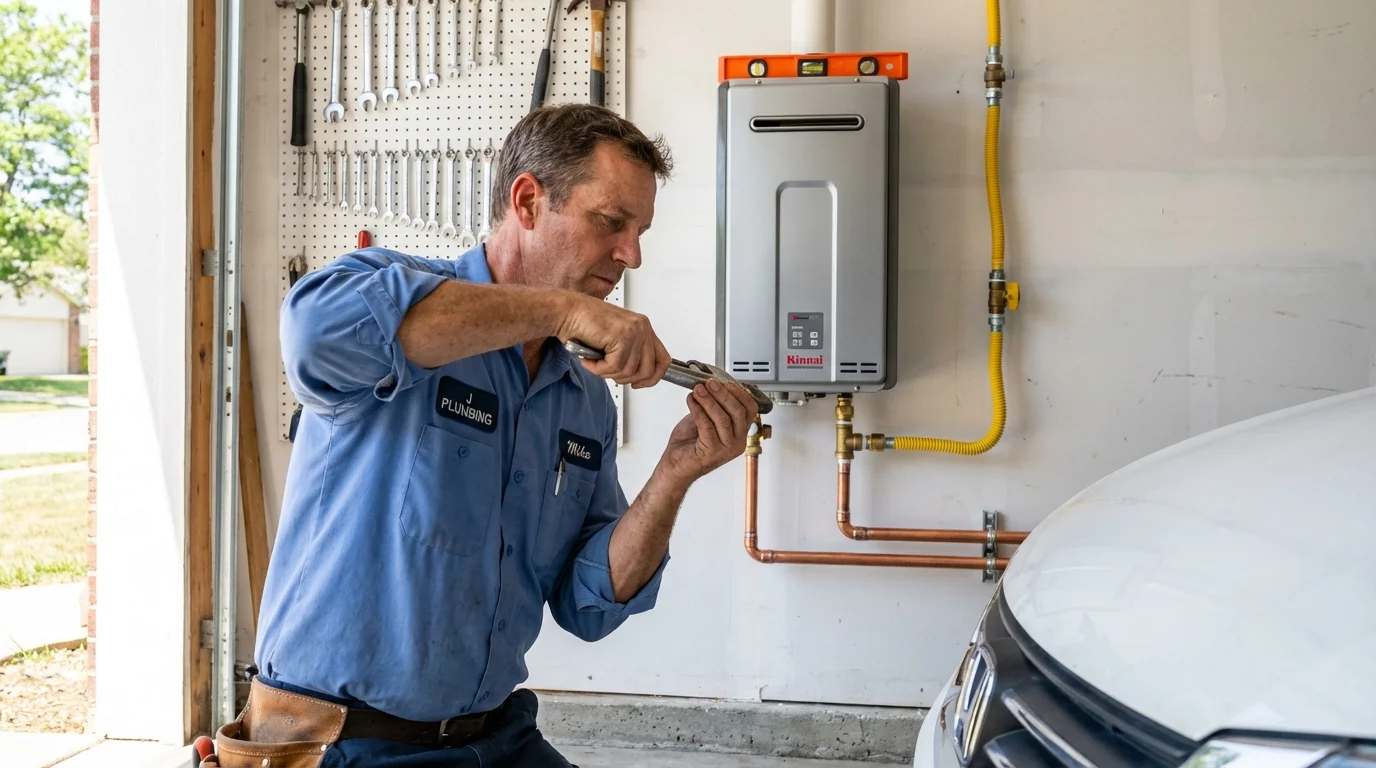 Tankless water heater installation by a Johns Plumbing LLC plumber in Cavalier